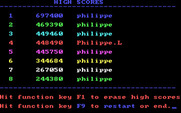 Spyder for IBM PC/Compatibles - The high score table.