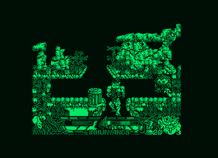 Los Inhumanos Amstrad PCW Screenshot: Walking down to another screen...
