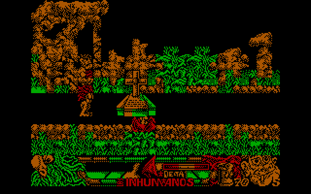 Los Inhumanos IBM PC/Compatibles Screenshot: A grave appears where I defeated an enemy...