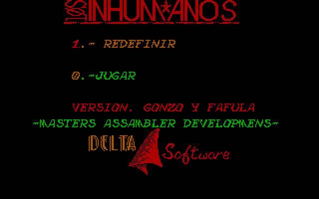 Los Inhumanos IBM PC/Compatibles Screenshot: Main menu.