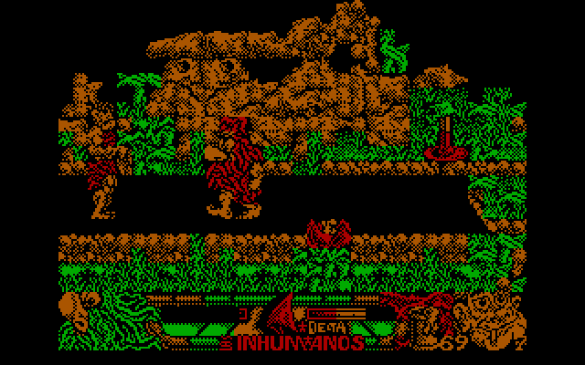 Los Inhumanos IBM PC/Compatibles Screenshot: A large opponent approaches!