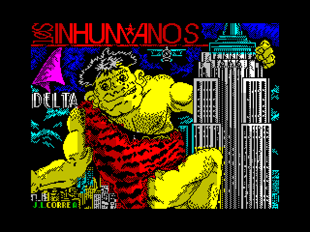 Los Inhumanos ZX Spectrum Screenshot: Title screen.