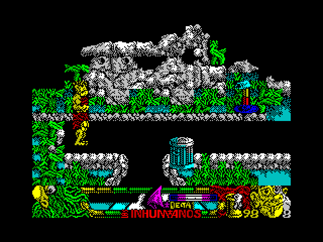 Los Inhumanos ZX Spectrum Screenshot: Game start.