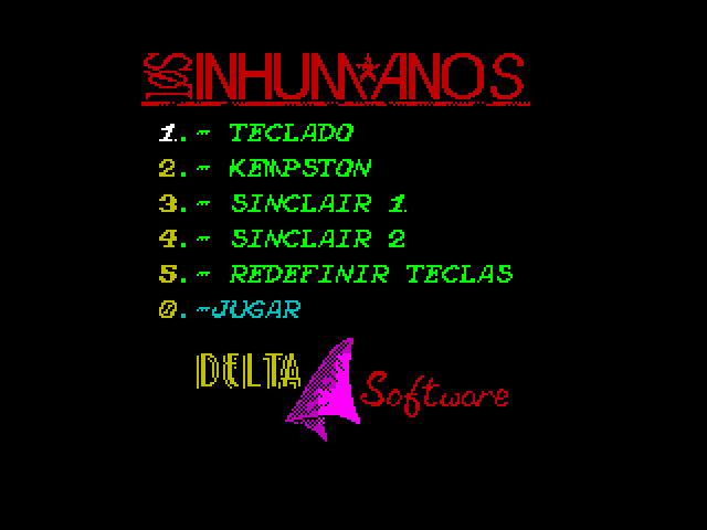 Los Inhumanos ZX Spectrum Screenshot: The main menu.