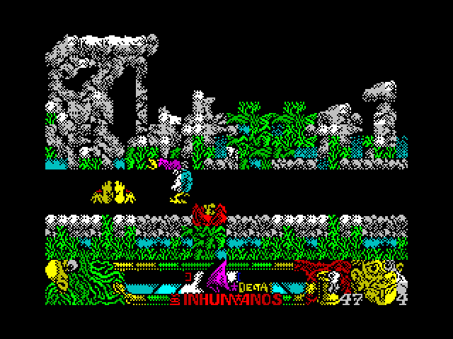 Los Inhumanos ZX Spectrum Screenshot: I've been knocked down!