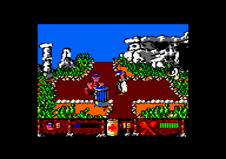Los Inhumanos Amstrad CPC Screenshot: I've been knocked down...
