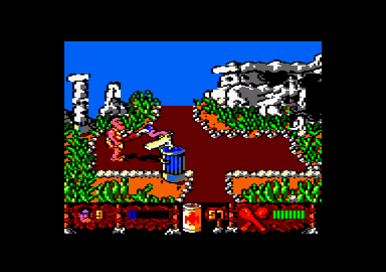 Los Inhumanos Amstrad CPC Screenshot: Trapped in a corner...
