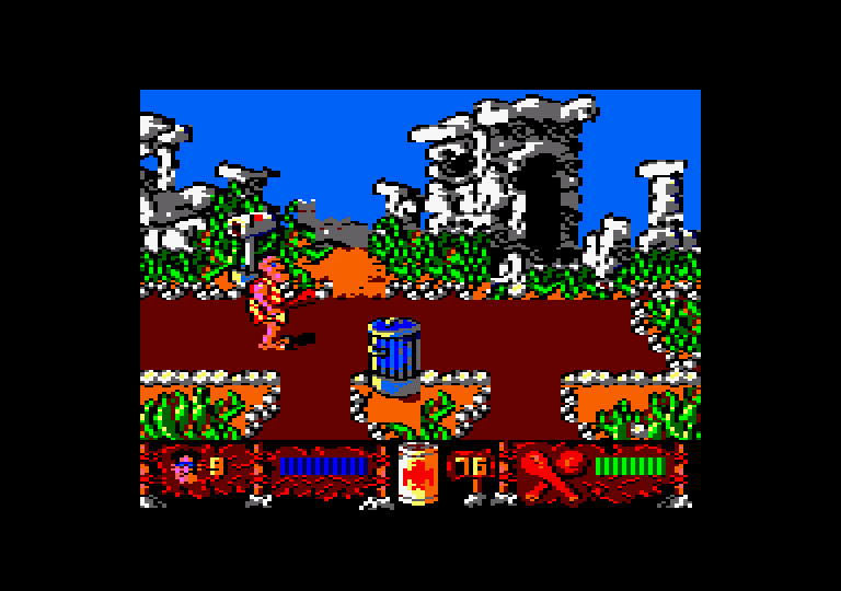 Los Inhumanos Amstrad CPC Screenshot: Which path should I take from here?