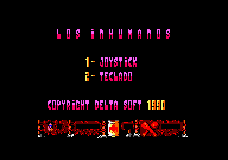 Los Inhumanos Amstrad CPC Screenshot: The main menu.