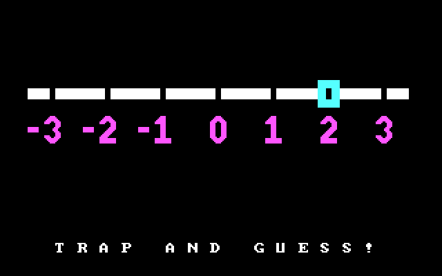 Bumble Plot IBM PC/Compatibles Screenshot: Trap and Guess title.