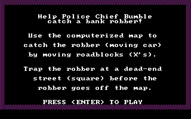 Bumble Plot IBM PC/Compatibles Screenshot: Roadblock instructions.