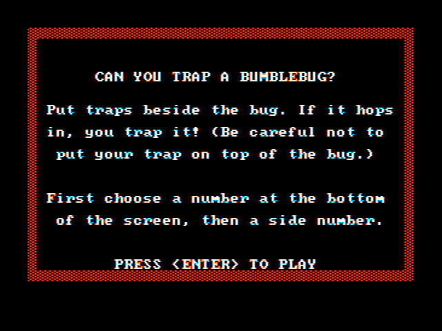 Bumble Plot IBM PC/Compatibles Screenshot: Game instructions.