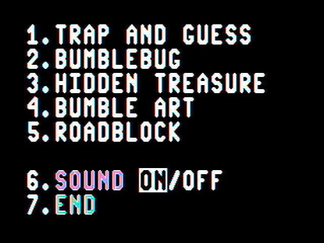 Bumble Plot IBM PC/Compatibles Screenshot: The main menu.