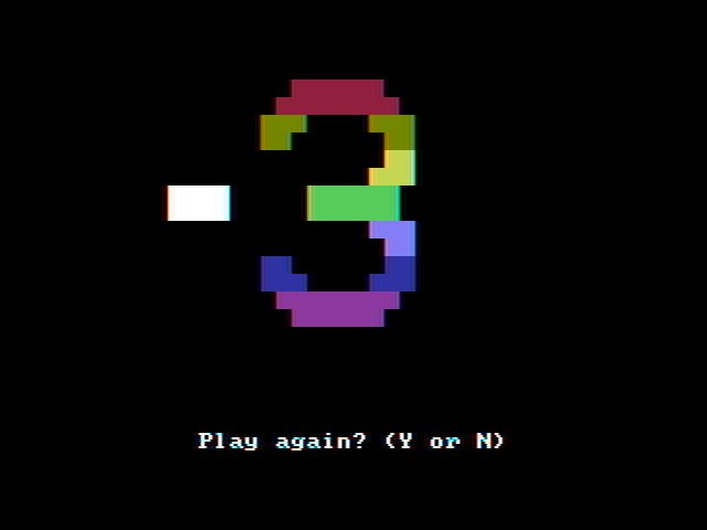 Bumble Plot IBM PC/Compatibles Screenshot: Number guessed! Try again?