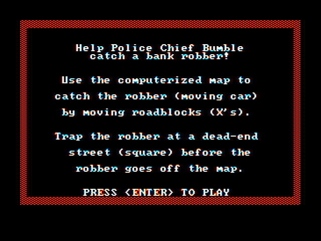 Bumble Plot IBM PC/Compatibles Screenshot: Roadblock game instructions.