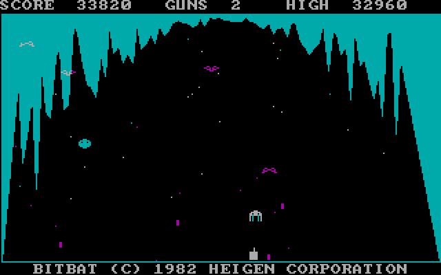 Bit-Bat IBM PC/Compatibles Screenshot: Lookout, don't crash into the spider!
