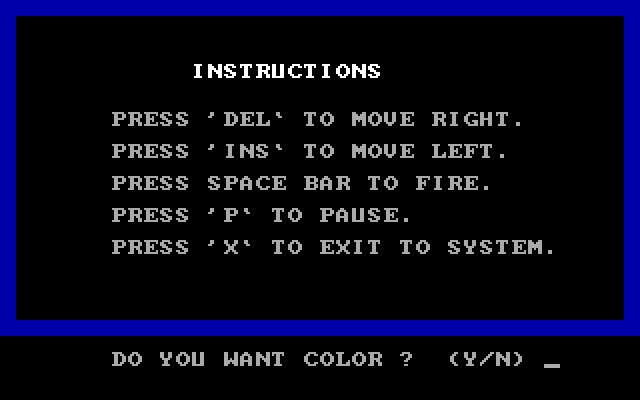 Bit-Bat IBM PC/Compatibles Screenshot: Instructions screen.