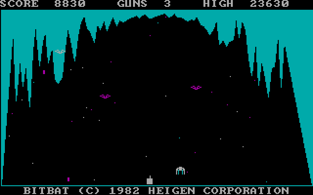 Bit-Bat IBM PC/Compatibles Screenshot: Avoid the falling spiders!