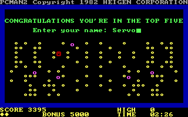 PC Man II IBM PC/Compatibles Screenshot: A new high score!