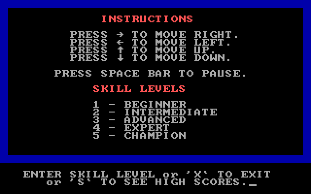 PC Man II IBM PC/Compatibles Screenshot: Instructions screen.