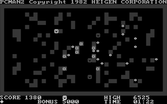 PC Man II IBM PC/Compatibles Screenshot: Only a few dots left!
