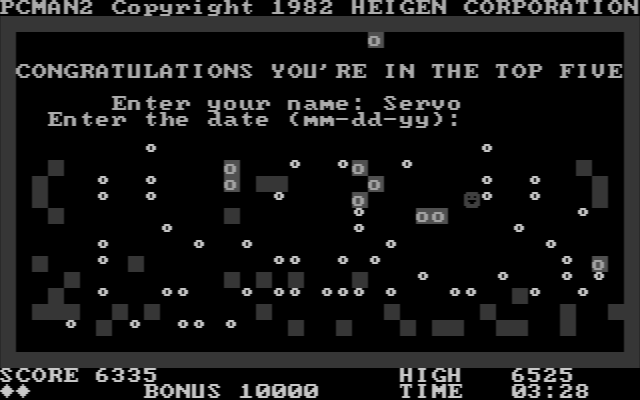 PC Man II IBM PC/Compatibles Screenshot: A new high score!