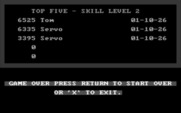 PC Man II for IBM PC/Compatibles - Game over; here's the high scores for this skill level.