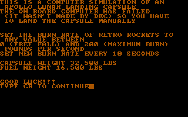 Rocket IBM PC/Compatibles Screenshot: Starting screen / instructions.