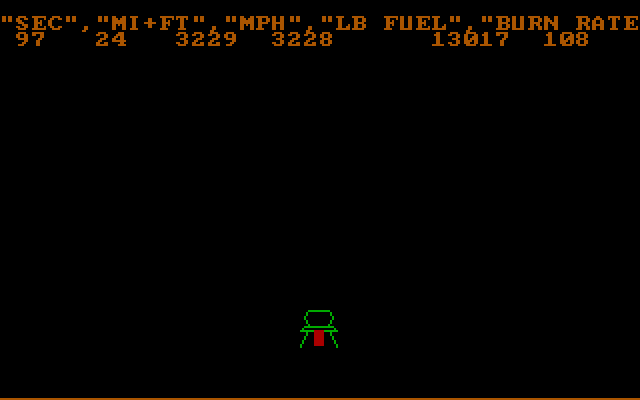 Rocket IBM PC/Compatibles Screenshot: Increase the burn rate to slow descent...
