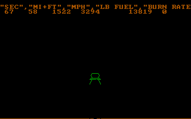 Rocket IBM PC/Compatibles Screenshot: I'm in free fall to try to conserve fuel...