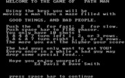 Path Man for IBM PC/Compatibles - Title screen and game instructions.