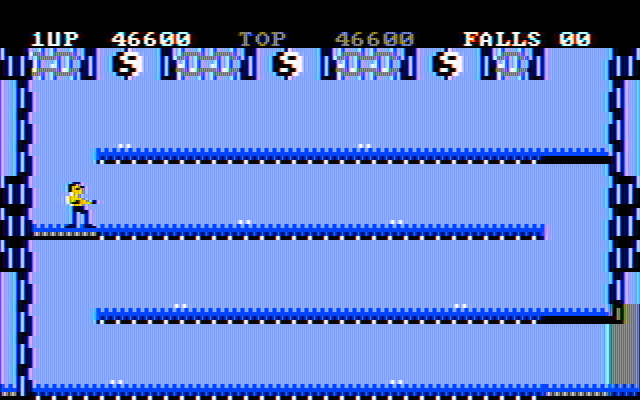 Bruce Lee IBM PC/Compatibles Screenshot: Those white dots are fast moving and deadly...jump over them!