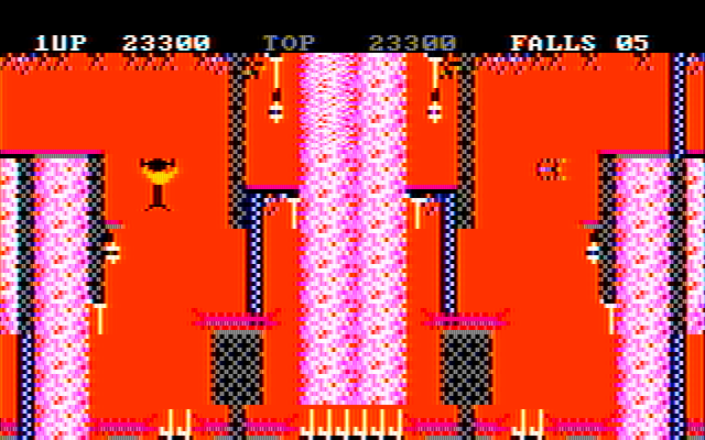 Bruce Lee IBM PC/Compatibles Screenshot: I'm falling! Hopefully I land safely...