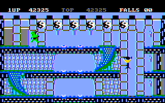 Bruce Lee IBM PC/Compatibles Screenshot: Falling down...