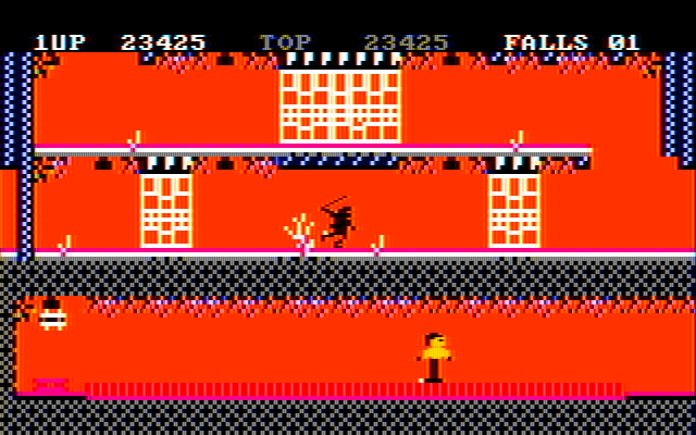 Bruce Lee IBM PC/Compatibles Screenshot: Avoid the traps on this screen...