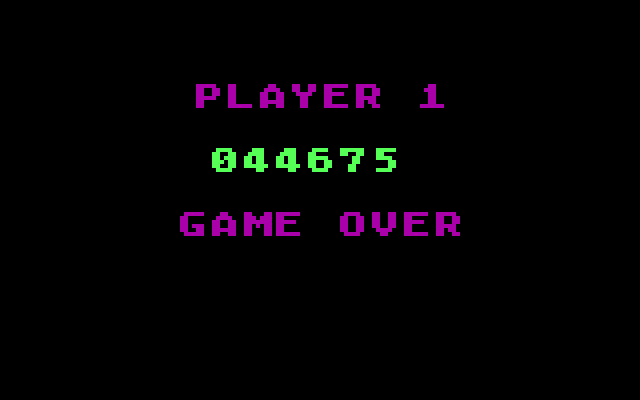 Bruce Lee IBM PC/Compatibles Screenshot: Game over.