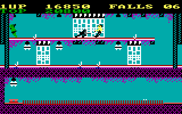 Bruce Lee IBM PC/Compatibles Screenshot: Avoid the traps on this screen...