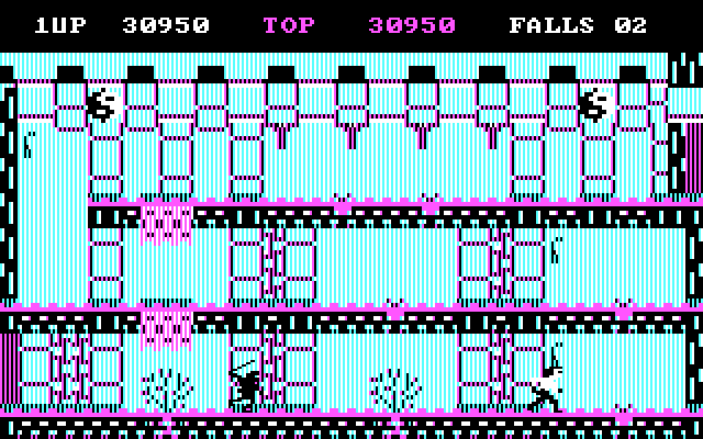 Bruce Lee IBM PC/Compatibles Screenshot: Use the traps to your advantage to take out opponents...