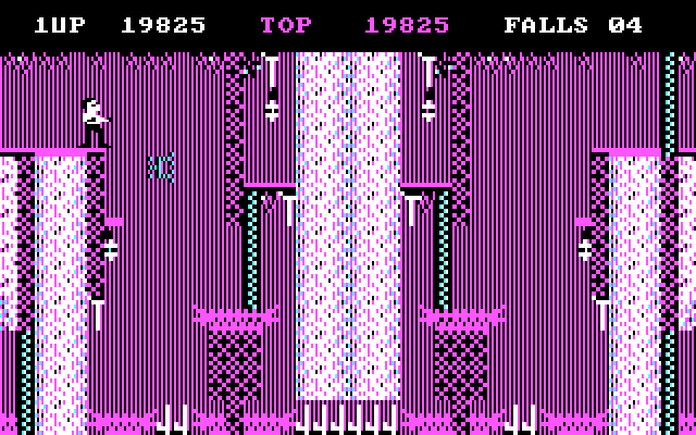 Bruce Lee IBM PC/Compatibles Screenshot: Time your jumps carefully...