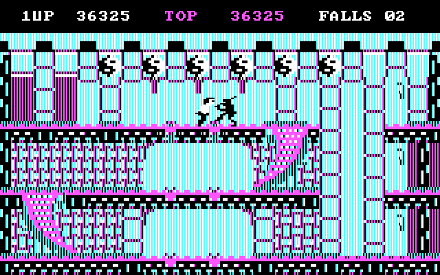 Bruce Lee IBM PC/Compatibles Screenshot: Attacking the black ninja...