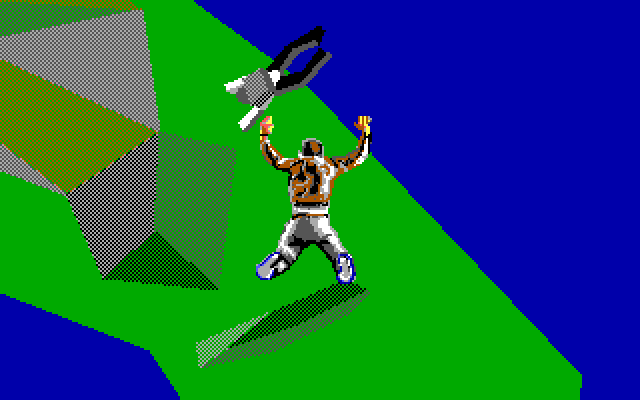 David Wolf: Secret Agent IBM PC/Compatibles Screenshot: Jumped out of a plane...and need to catch the guy who has a parachute!