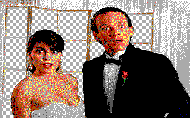 David Wolf: Secret Agent IBM PC/Compatibles Screenshot: Uh oh, David and Kelly are interrupted by more trouble...