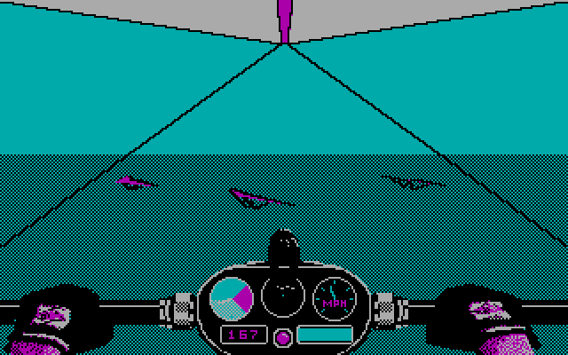 David Wolf: Secret Agent IBM PC/Compatibles Screenshot: Hang gliding...enemy craft approach!