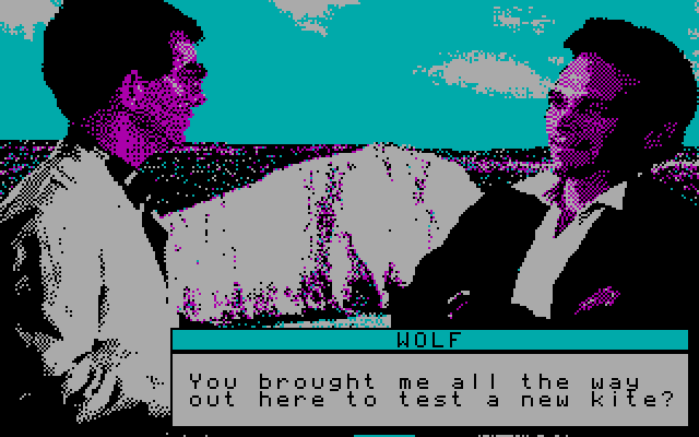 David Wolf: Secret Agent IBM PC/Compatibles Screenshot: One of many dialog screens in the game.