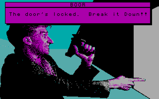 David Wolf: Secret Agent IBM PC/Compatibles Screenshot: Trying to escape again, and the bad guys are mad...