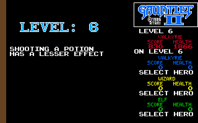 Gauntlet II Amiga Screenshot: Level 6; don't shoot the potions!