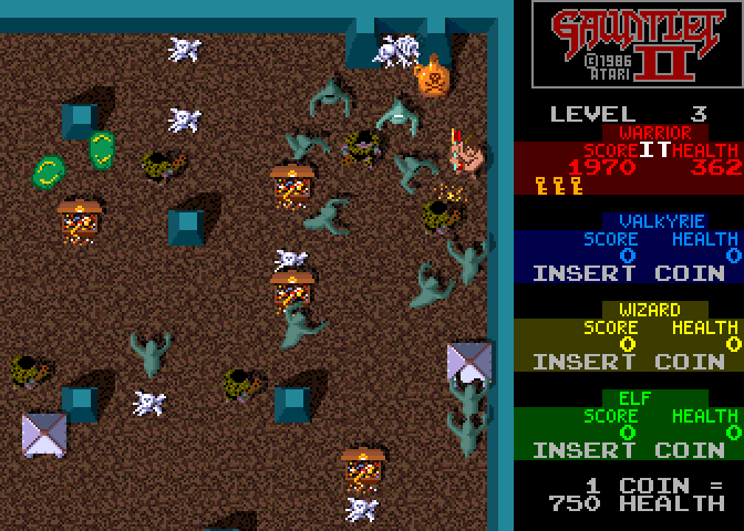 Gauntlet II Arcade Screenshot: I'm trapped in a corner!