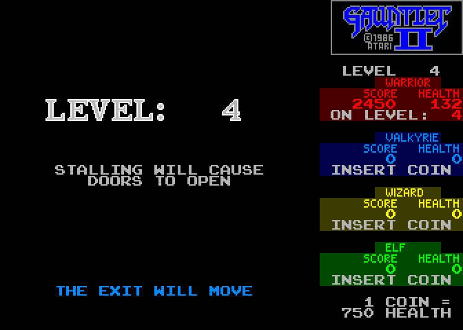 Gauntlet II Arcade Screenshot: On some levels the exit will move.