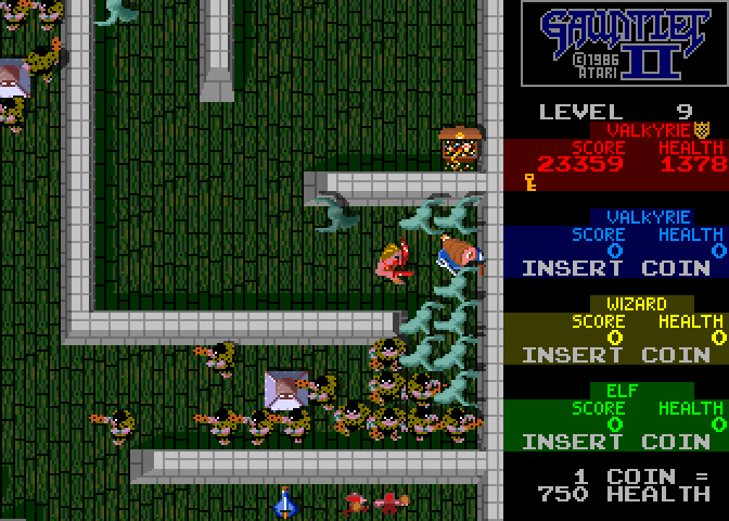 Gauntlet II Arcade Screenshot: With temporary repulsiveness the enemies run away...