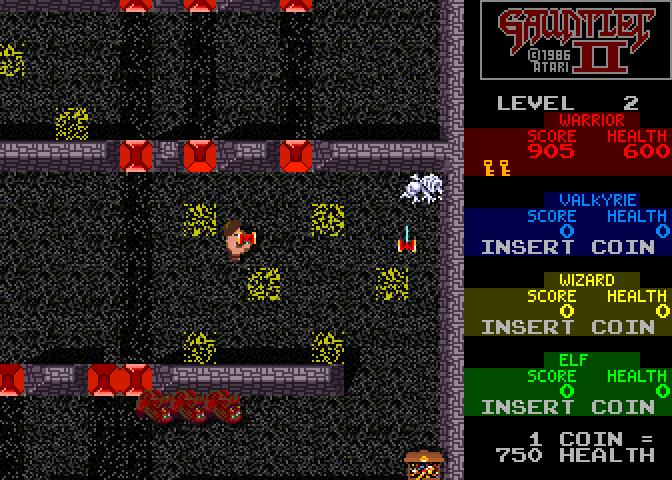 Gauntlet II Arcade Screenshot: Don't step on the stun tiles...